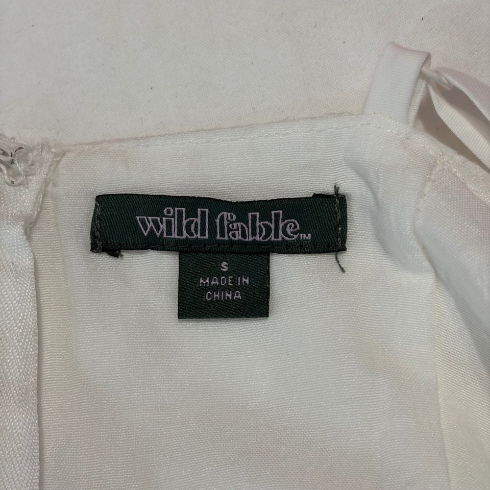 Cottagecore White Eyelet Drop Waist Midi Dress Sleeveless Cotton Size Small - Picture 4 of 11